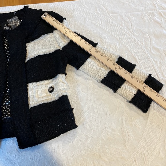 Twenty One Jacket Black White Sparkle Chic Small Crop Bolero - Picture 10 of 12